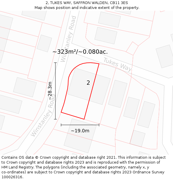 2, TUKES WAY, SAFFRON WALDEN, CB11 3ES: Plot and title map
