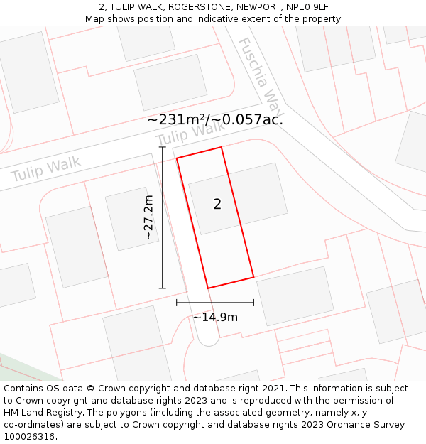 2, TULIP WALK, ROGERSTONE, NEWPORT, NP10 9LF: Plot and title map