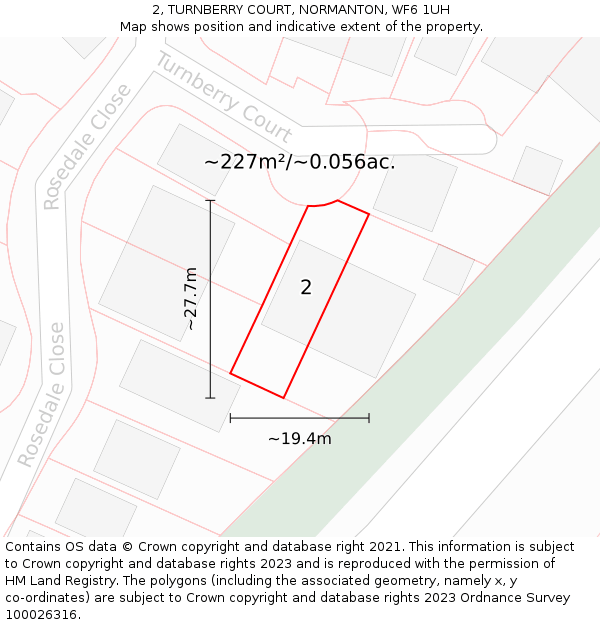 2, TURNBERRY COURT, NORMANTON, WF6 1UH: Plot and title map