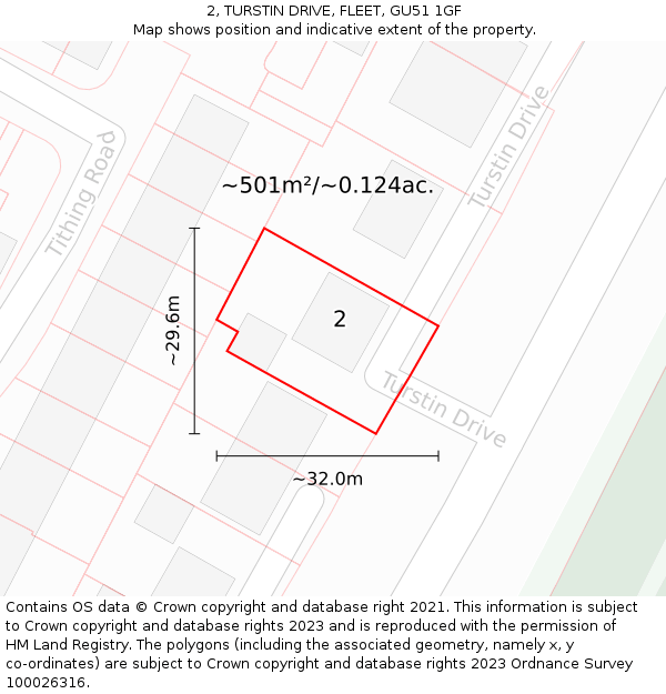 2, TURSTIN DRIVE, FLEET, GU51 1GF: Plot and title map