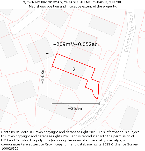 2, TWINING BROOK ROAD, CHEADLE HULME, CHEADLE, SK8 5PU: Plot and title map
