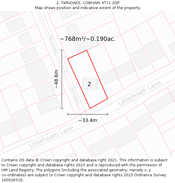 2, TWINOAKS, COBHAM, KT11 2QP: Plot and title map