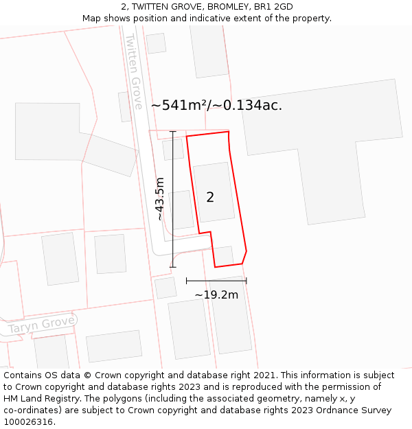2, TWITTEN GROVE, BROMLEY, BR1 2GD: Plot and title map