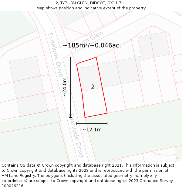 2, TYBURN GLEN, DIDCOT, OX11 7UH: Plot and title map