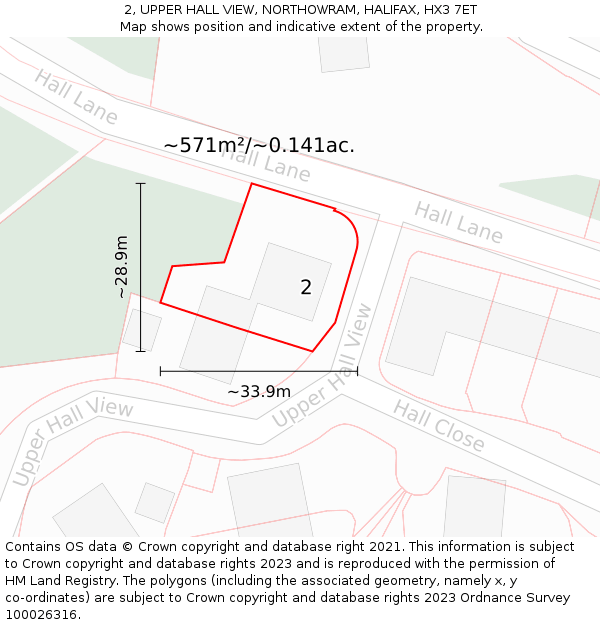 2, UPPER HALL VIEW, NORTHOWRAM, HALIFAX, HX3 7ET: Plot and title map