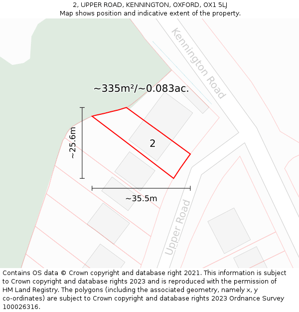 2, UPPER ROAD, KENNINGTON, OXFORD, OX1 5LJ: Plot and title map