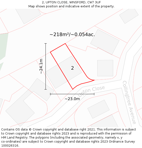 2, UPTON CLOSE, WINSFORD, CW7 3UF: Plot and title map