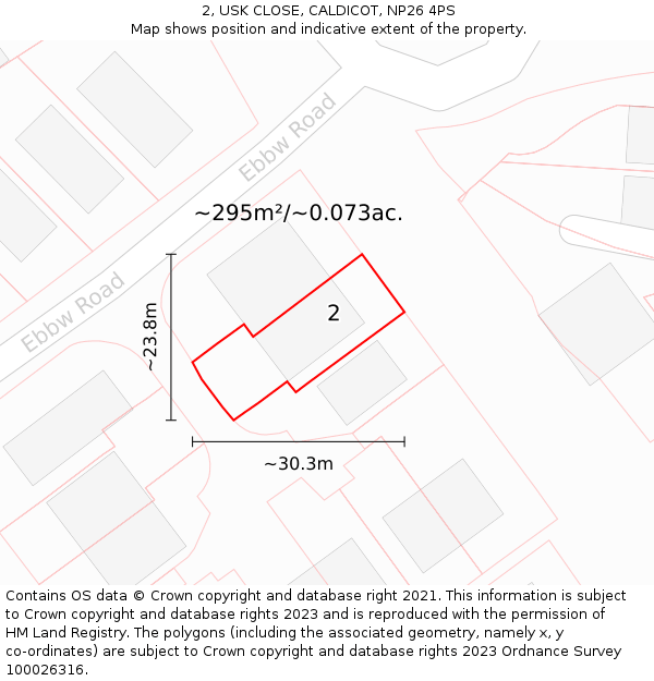 2, USK CLOSE, CALDICOT, NP26 4PS: Plot and title map