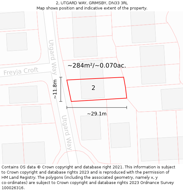 2, UTGARD WAY, GRIMSBY, DN33 3RL: Plot and title map