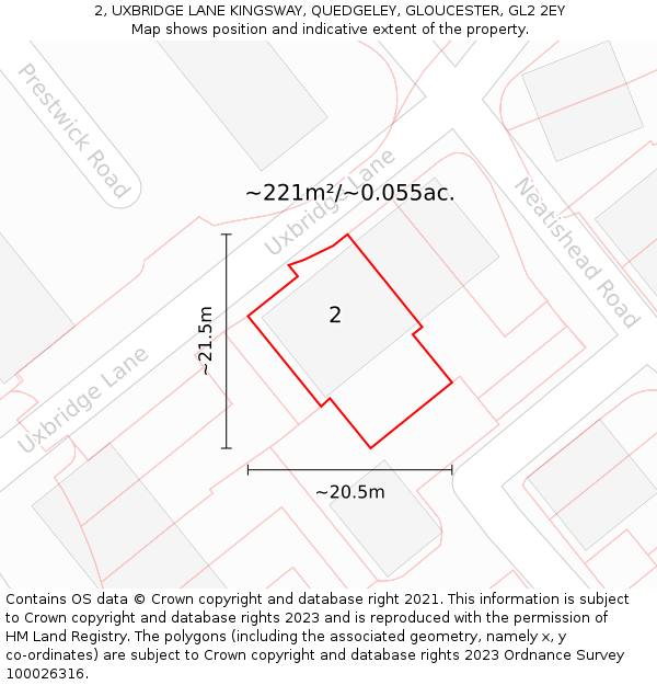 2, UXBRIDGE LANE KINGSWAY, QUEDGELEY, GLOUCESTER, GL2 2EY: Plot and title map