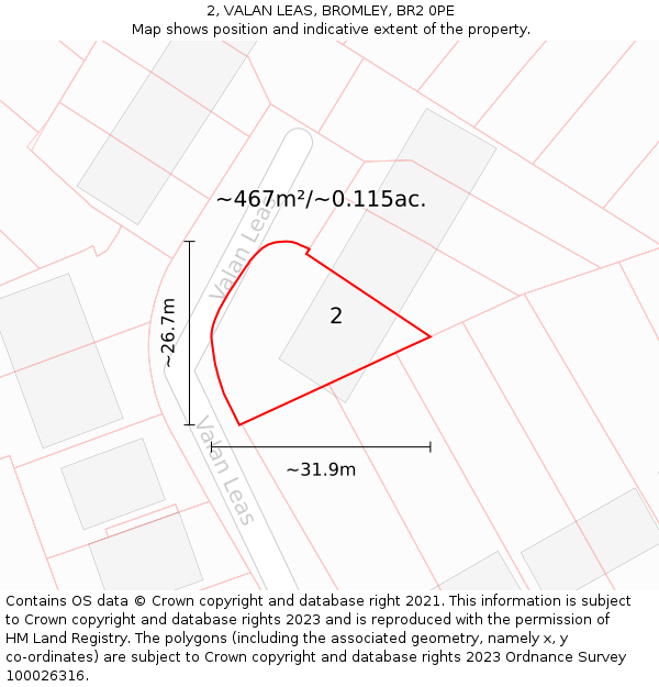 2, VALAN LEAS, BROMLEY, BR2 0PE: Plot and title map