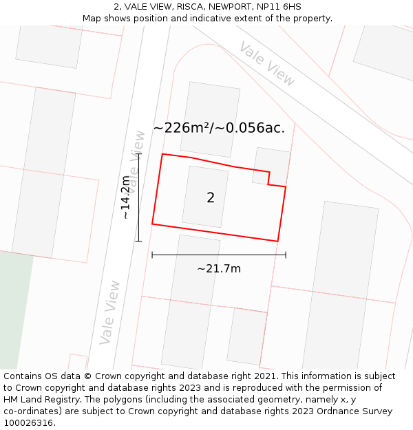 2, VALE VIEW, RISCA, NEWPORT, NP11 6HS: Plot and title map