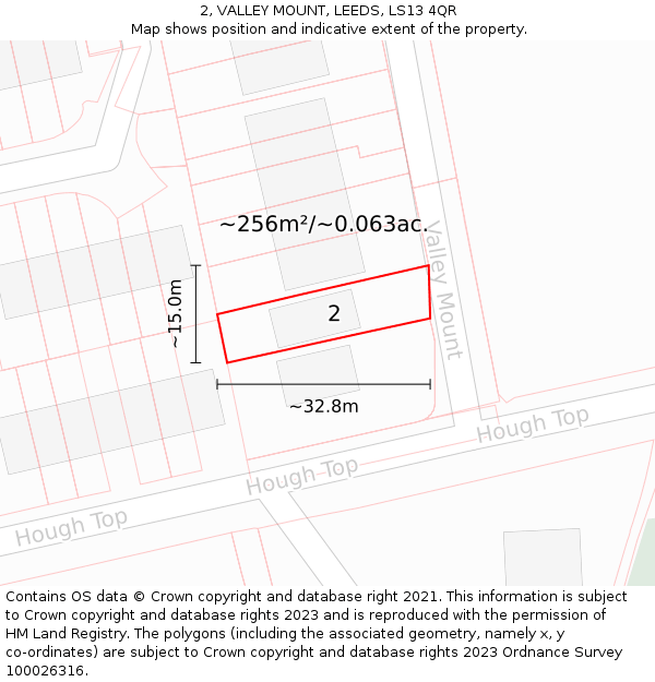 2, VALLEY MOUNT, LEEDS, LS13 4QR: Plot and title map