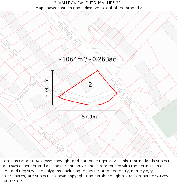 2, VALLEY VIEW, CHESHAM, HP5 2PH: Plot and title map