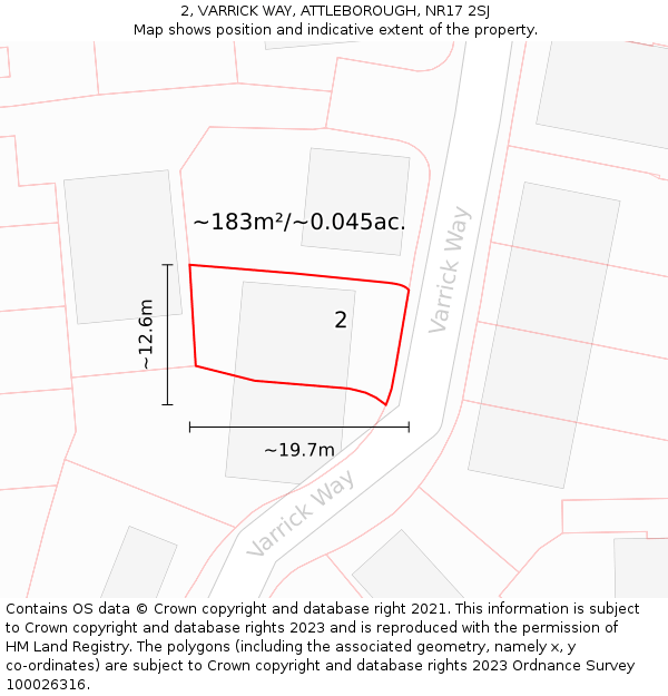 2, VARRICK WAY, ATTLEBOROUGH, NR17 2SJ: Plot and title map