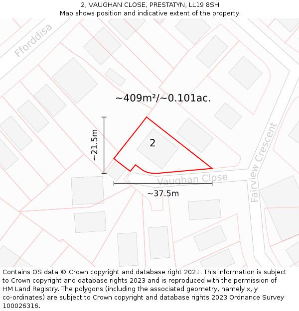 2, VAUGHAN CLOSE, PRESTATYN, LL19 8SH: Plot and title map