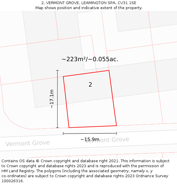 2, VERMONT GROVE, LEAMINGTON SPA, CV31 1SE: Plot and title map