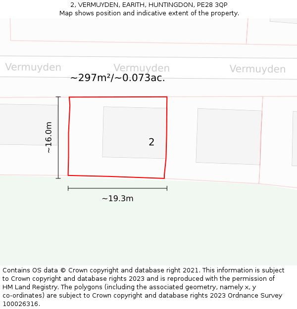 2, VERMUYDEN, EARITH, HUNTINGDON, PE28 3QP: Plot and title map