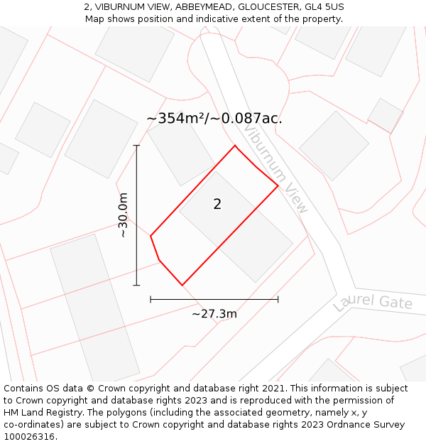2, VIBURNUM VIEW, ABBEYMEAD, GLOUCESTER, GL4 5US: Plot and title map