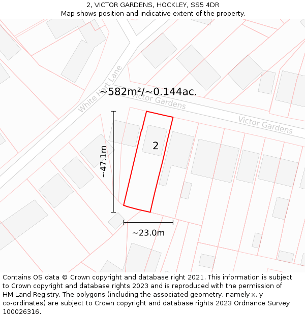 2, VICTOR GARDENS, HOCKLEY, SS5 4DR: Plot and title map