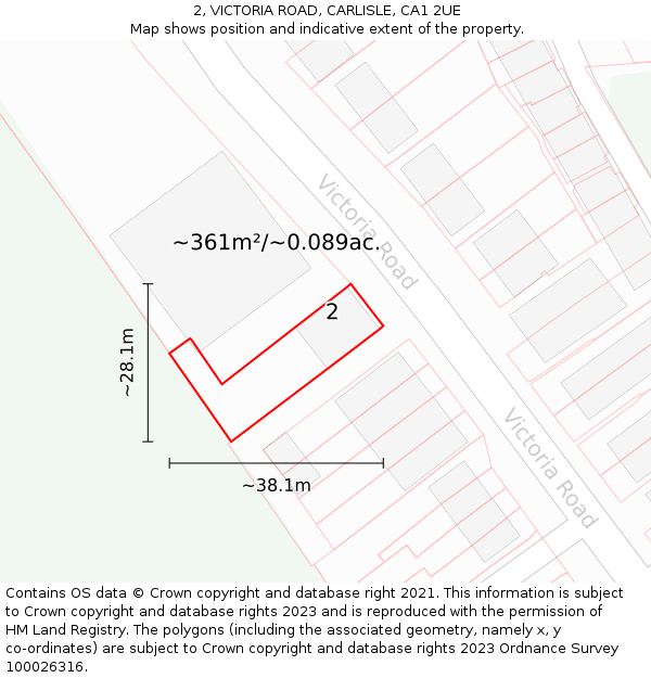 2, VICTORIA ROAD, CARLISLE, CA1 2UE: Plot and title map