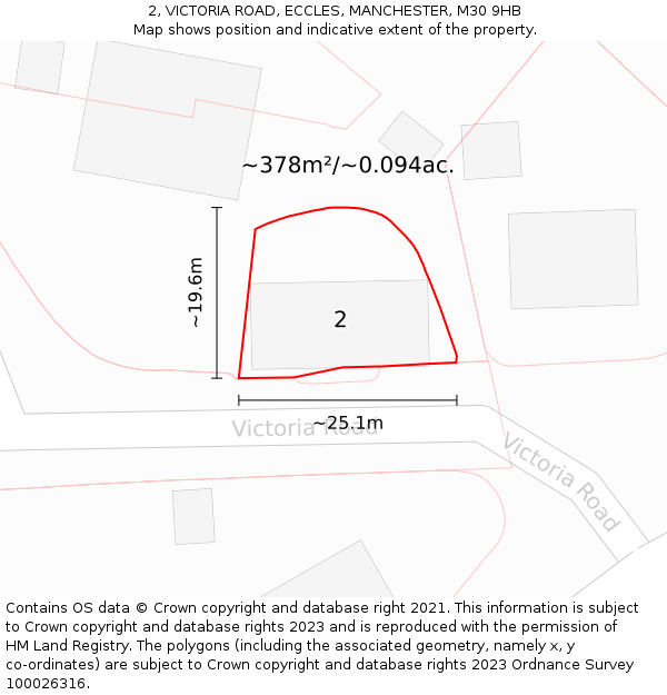 2, VICTORIA ROAD, ECCLES, MANCHESTER, M30 9HB: Plot and title map