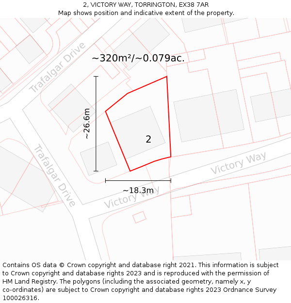 2, VICTORY WAY, TORRINGTON, EX38 7AR: Plot and title map