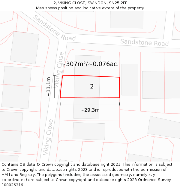 2, VIKING CLOSE, SWINDON, SN25 2FF: Plot and title map
