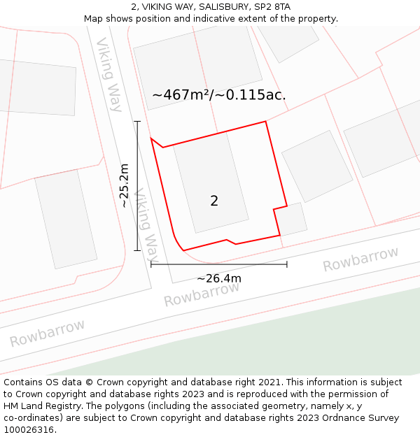 2, VIKING WAY, SALISBURY, SP2 8TA: Plot and title map