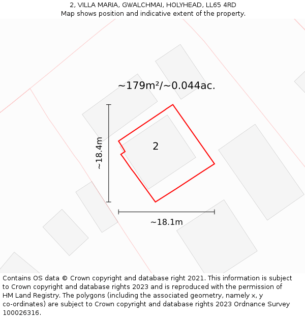 2, VILLA MARIA, GWALCHMAI, HOLYHEAD, LL65 4RD: Plot and title map