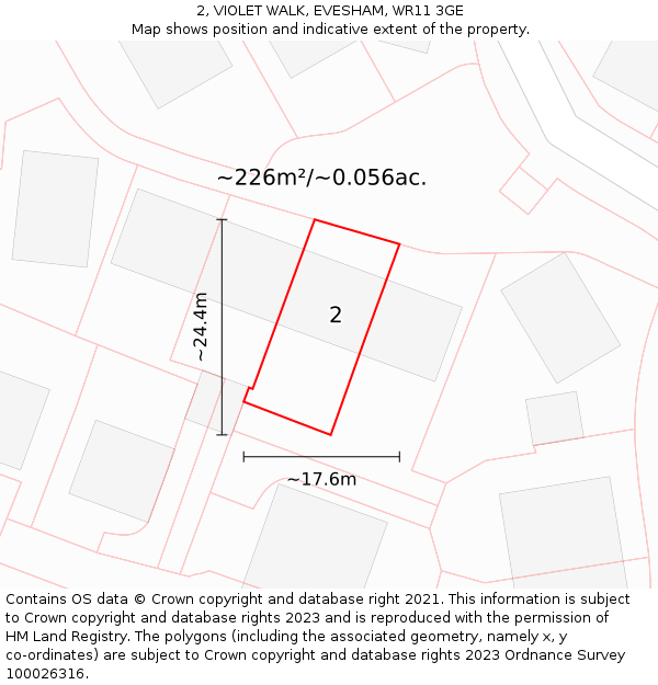 2, VIOLET WALK, EVESHAM, WR11 3GE: Plot and title map