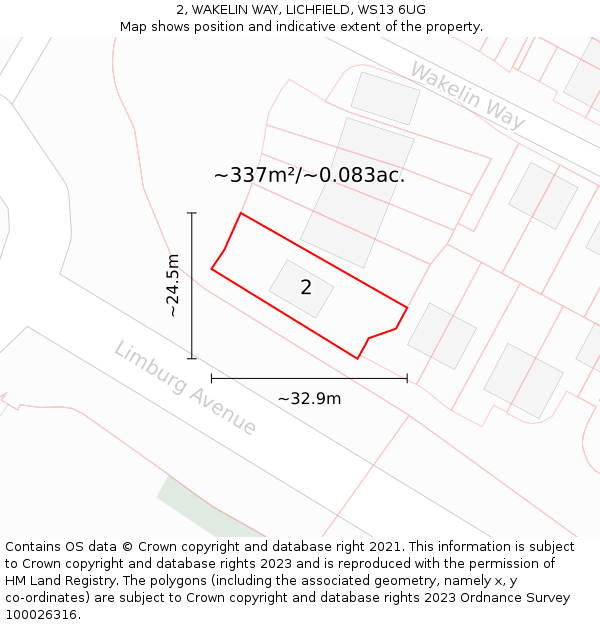 2, WAKELIN WAY, LICHFIELD, WS13 6UG: Plot and title map