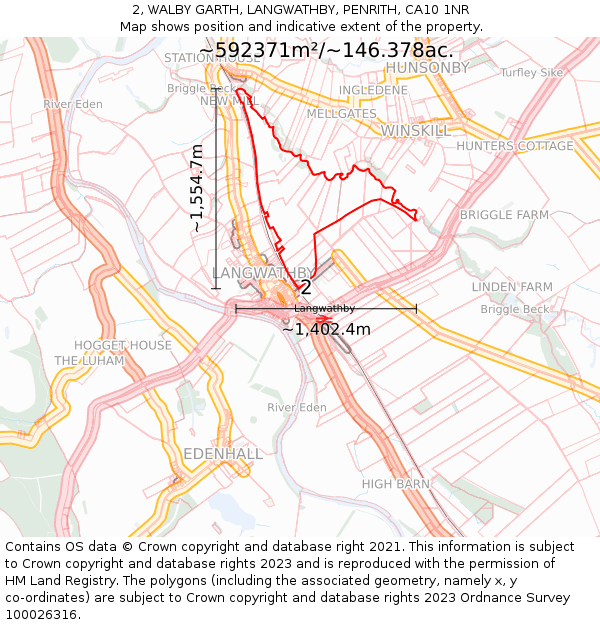 2, WALBY GARTH, LANGWATHBY, PENRITH, CA10 1NR: Plot and title map