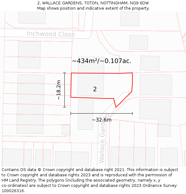 2, WALLACE GARDENS, TOTON, NOTTINGHAM, NG9 6DW: Plot and title map