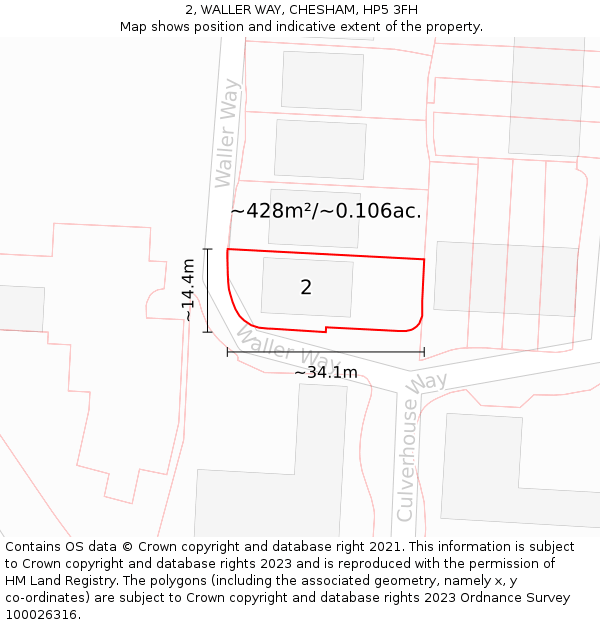 2, WALLER WAY, CHESHAM, HP5 3FH: Plot and title map