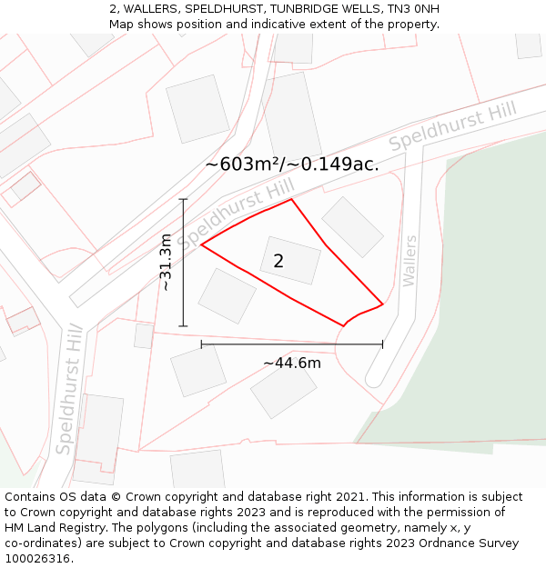2, WALLERS, SPELDHURST, TUNBRIDGE WELLS, TN3 0NH: Plot and title map