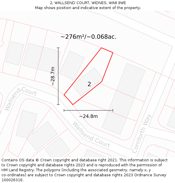 2, WALLSEND COURT, WIDNES, WA8 9WE: Plot and title map