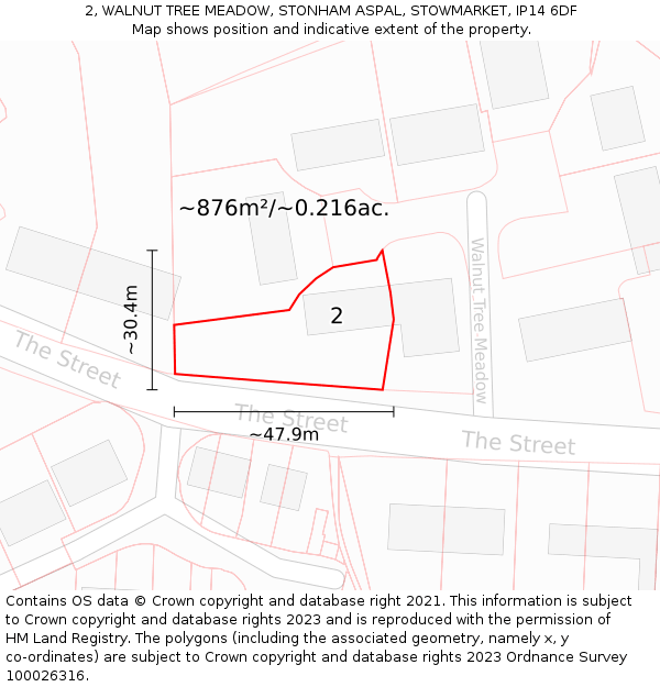 2, WALNUT TREE MEADOW, STONHAM ASPAL, STOWMARKET, IP14 6DF: Plot and title map