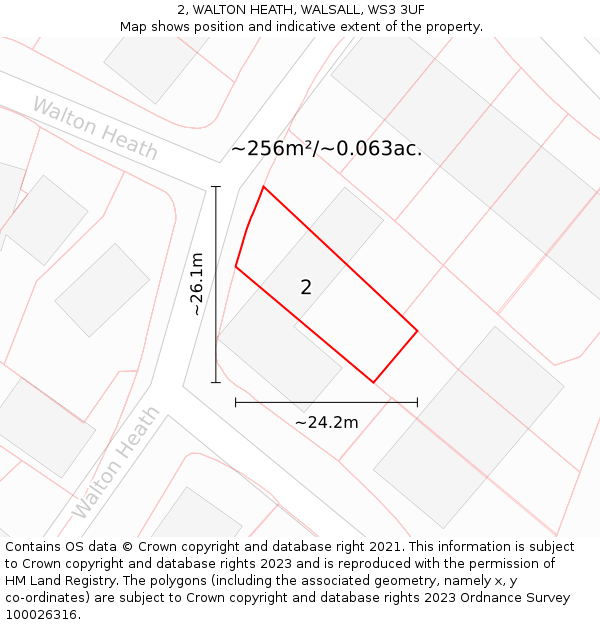 2, WALTON HEATH, WALSALL, WS3 3UF: Plot and title map