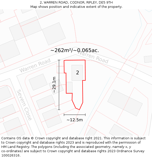 2, WARREN ROAD, CODNOR, RIPLEY, DE5 9TH: Plot and title map
