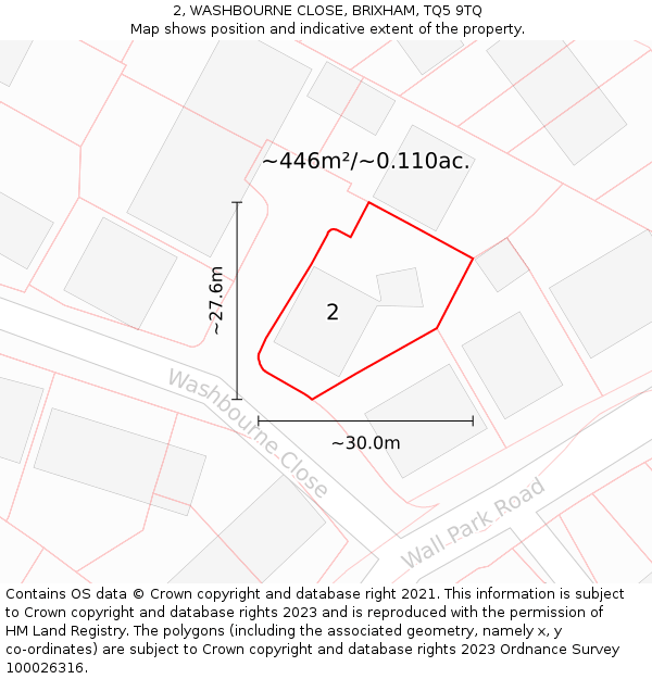 2, WASHBOURNE CLOSE, BRIXHAM, TQ5 9TQ: Plot and title map