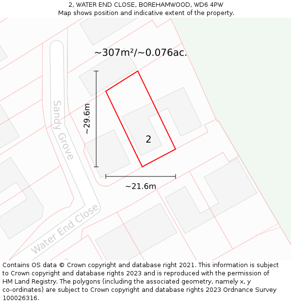 2, WATER END CLOSE, BOREHAMWOOD, WD6 4PW: Plot and title map