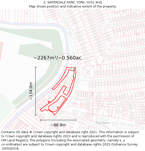 2, WATERDALE PARK, YORK, YO31 9HQ: Plot and title map