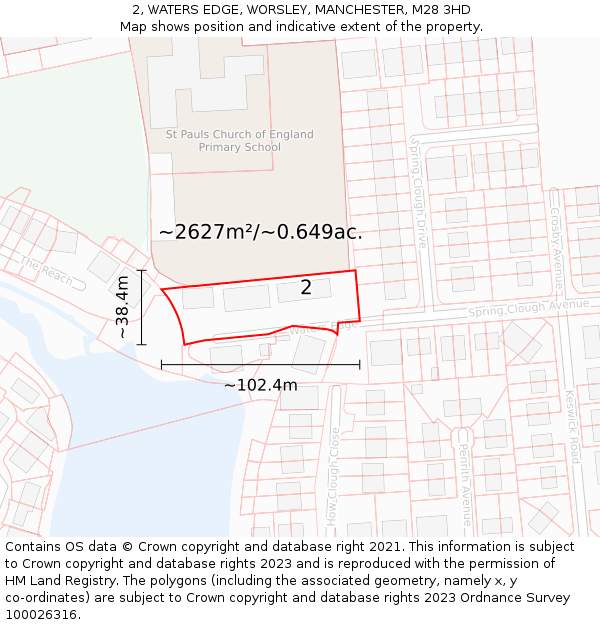 2, WATERS EDGE, WORSLEY, MANCHESTER, M28 3HD: Plot and title map