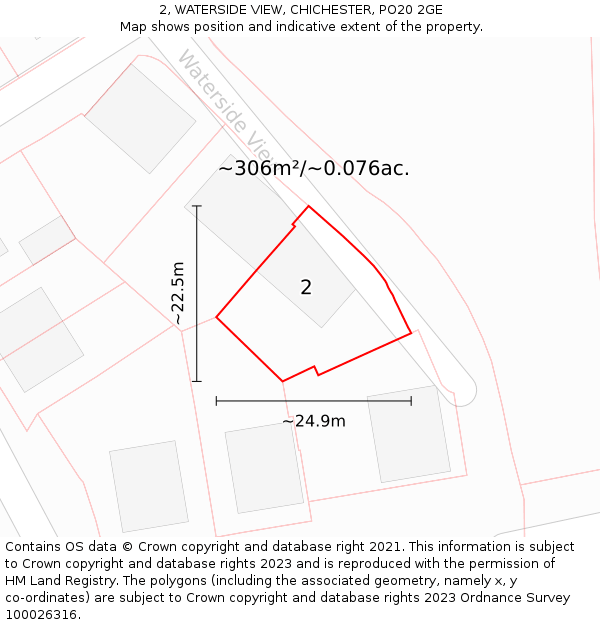 2, WATERSIDE VIEW, CHICHESTER, PO20 2GE: Plot and title map