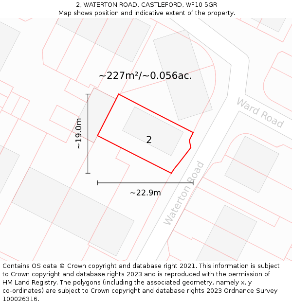 2, WATERTON ROAD, CASTLEFORD, WF10 5GR: Plot and title map