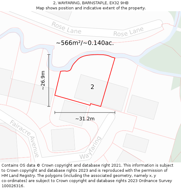 2, WAYFARING, BARNSTAPLE, EX32 9HB: Plot and title map