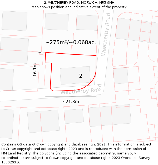 2, WEATHERBY ROAD, NORWICH, NR5 9NH: Plot and title map