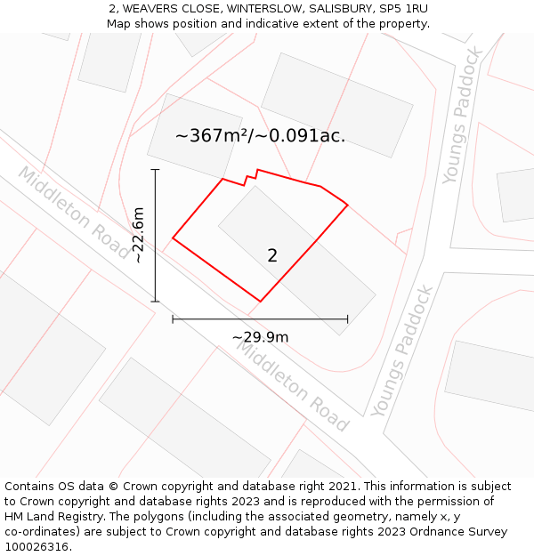 2, WEAVERS CLOSE, WINTERSLOW, SALISBURY, SP5 1RU: Plot and title map