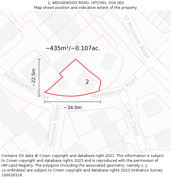 2, WEDGEWOOD ROAD, HITCHIN, SG4 0EX: Plot and title map